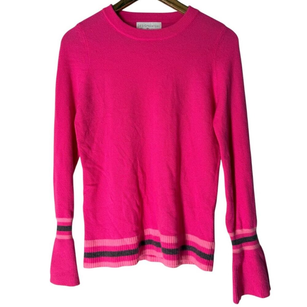 Design History Pink Cashmere Sweater Womens Sz S Flare Sleeve Quiet Luxury